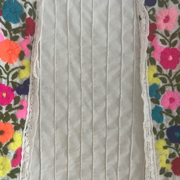 VINTAGE 70’S OAXACA Smock Midi Dress with Embroidered Flowers SZ: M/L - Picture 6 of 13